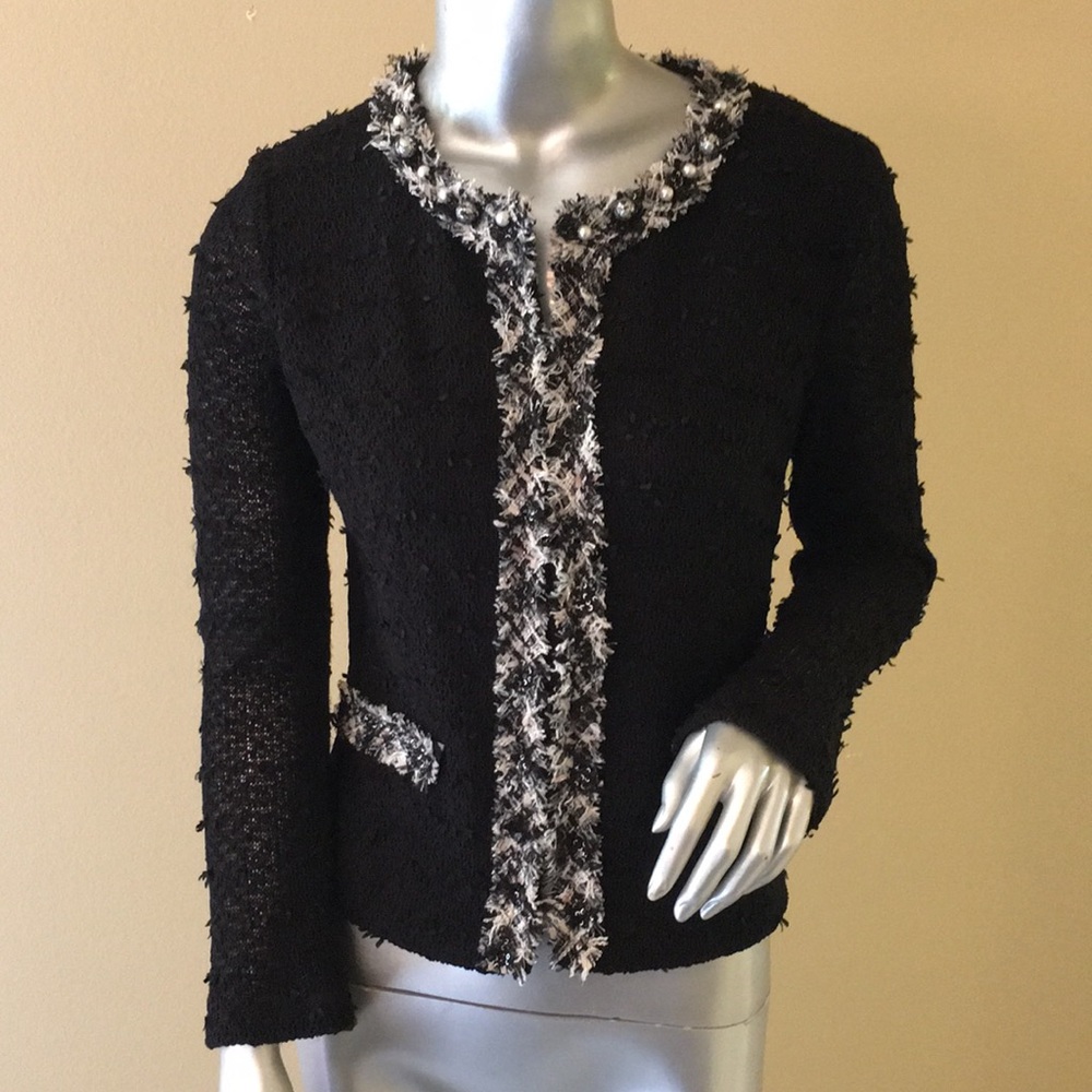 ALBERTO MAKALI | Tweed Fringe Sweater Jacket Blazer
